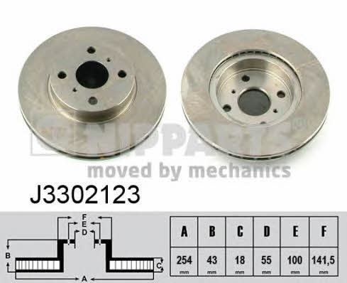 Nipparts J3302123 Front brake disc ventilated J3302123: Buy near me in Poland at 2407.PL - Good price!