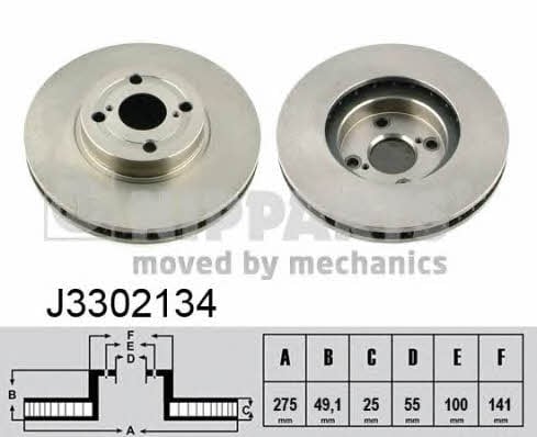 Nipparts J3302134 Front brake disc ventilated J3302134: Buy near me in Poland at 2407.PL - Good price!