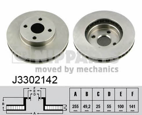 Nipparts J3302142 Front brake disc ventilated J3302142: Buy near me in Poland at 2407.PL - Good price!