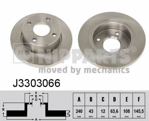 Nipparts J3303066 Unventilated front brake disc J3303066: Buy near me in Poland at 2407.PL - Good price!