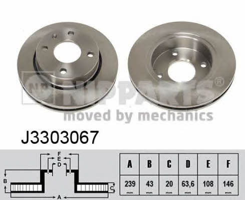 Nipparts J3303067 Front brake disc ventilated J3303067: Buy near me in Poland at 2407.PL - Good price!