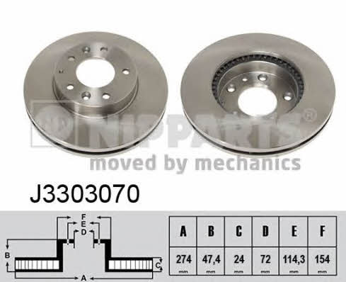 Nipparts J3303070 Innenbelüftete Bremsscheibe vorne J3303070: Kaufen Sie zu einem guten Preis in Polen bei 2407.PL!