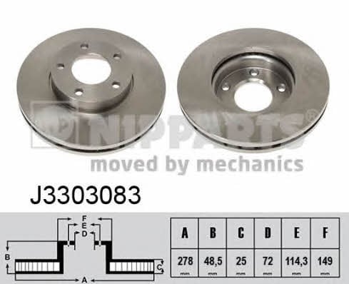Nipparts J3303083 Front brake disc ventilated J3303083: Buy near me in Poland at 2407.PL - Good price!