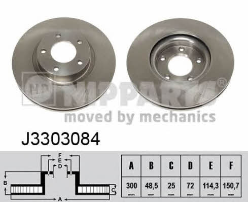 Nipparts J3303084 Front brake disc ventilated J3303084: Buy near me in Poland at 2407.PL - Good price!