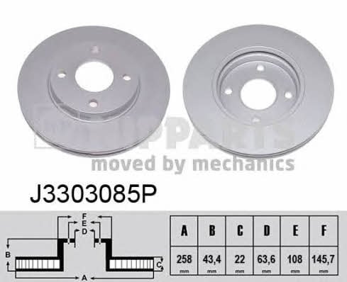 Nipparts J3303085P Front brake disc ventilated J3303085P: Buy near me at 2407.PL in Poland at an Affordable price!