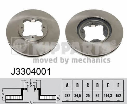 Nipparts J3304001 Front brake disc ventilated J3304001: Buy near me in Poland at 2407.PL - Good price!
