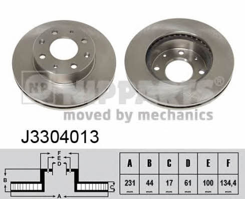 Nipparts J3304013 Front brake disc ventilated J3304013: Buy near me in Poland at 2407.PL - Good price!