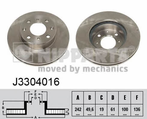 Nipparts J3304016 Front brake disc ventilated J3304016: Buy near me in Poland at 2407.PL - Good price!