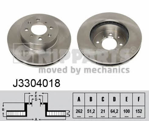 Nipparts J3304018 Front brake disc ventilated J3304018: Buy near me in Poland at 2407.PL - Good price!