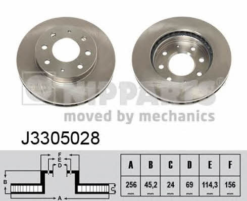 Nipparts J3305028 Front brake disc ventilated J3305028: Buy near me in Poland at 2407.PL - Good price!