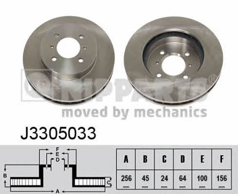 Nipparts J3305033 Front brake disc ventilated J3305033: Buy near me in Poland at 2407.PL - Good price!