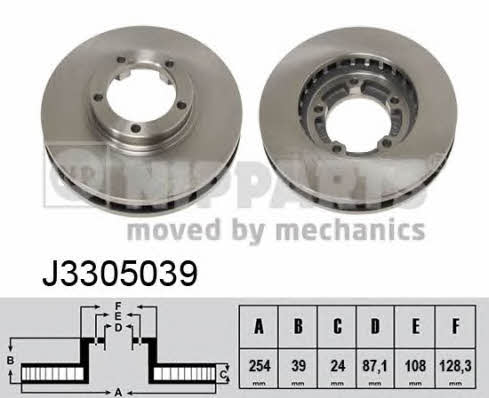 Nipparts J3305039 Front brake disc ventilated J3305039: Buy near me in Poland at 2407.PL - Good price!