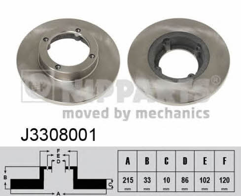 Nipparts J3308001 Unventilated front brake disc J3308001: Buy near me in Poland at 2407.PL - Good price!