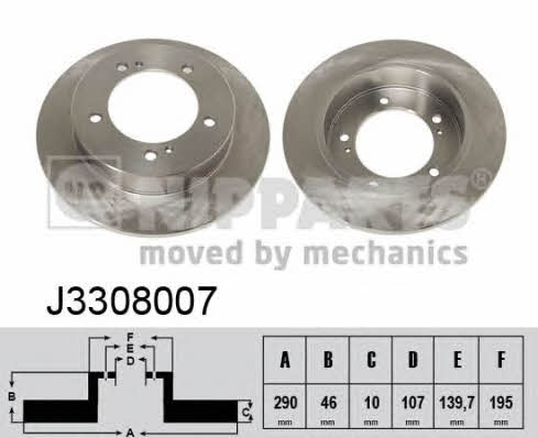 Nipparts J3308007 Unventilated front brake disc J3308007: Buy near me in Poland at 2407.PL - Good price!
