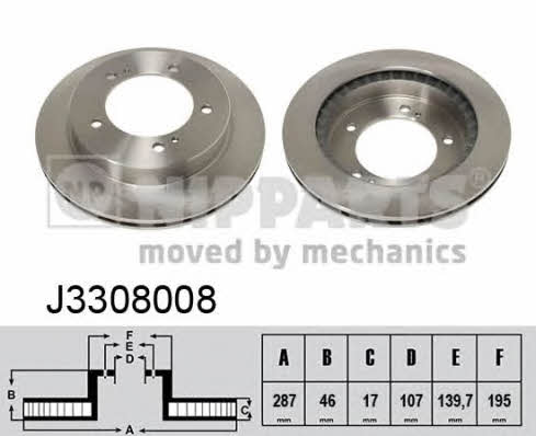 Nipparts J3308008 Front brake disc ventilated J3308008: Buy near me in Poland at 2407.PL - Good price!