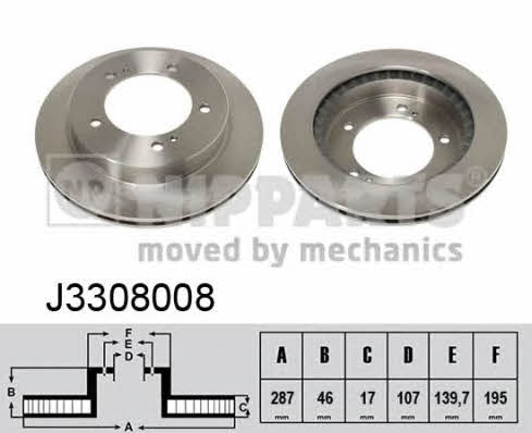 Nipparts J3308008 Wentylowana przednia tarcza hamulcowa J3308008: Dobra cena w Polsce na 2407.PL - Kup Teraz!