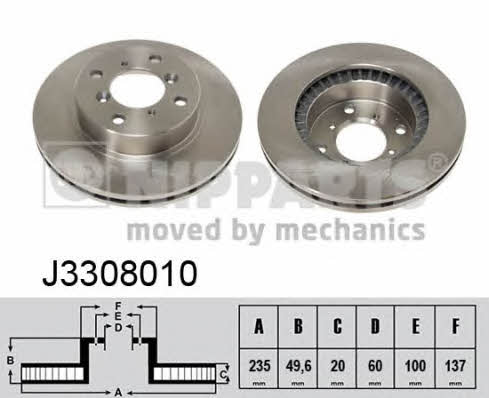 Nipparts J3308010 Front brake disc ventilated J3308010: Buy near me in Poland at 2407.PL - Good price!