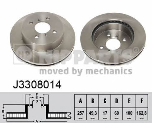 Nipparts J3308014 Front brake disc ventilated J3308014: Buy near me in Poland at 2407.PL - Good price!
