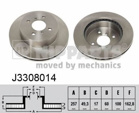 Nipparts J3308014 Innenbelüftete Bremsscheibe vorne J3308014: Kaufen Sie zu einem guten Preis in Polen bei 2407.PL!