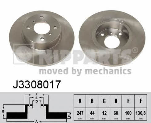 Nipparts J3308017 Тормозной диск передний невентилируемый J3308017: Отличная цена - Купить в Польше на 2407.PL!