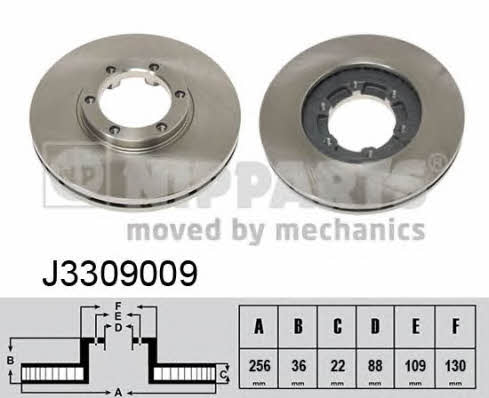 Nipparts J3309009 Front brake disc ventilated J3309009: Buy near me in Poland at 2407.PL - Good price!