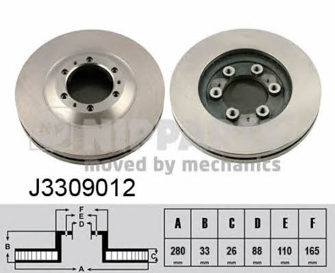 Nipparts J3309012 Front brake disc ventilated J3309012: Buy near me in Poland at 2407.PL - Good price!