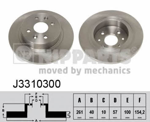 Nipparts J3310300 Rear brake disc, non-ventilated J3310300: Buy near me in Poland at 2407.PL - Good price!