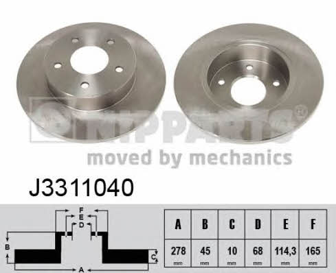 Nipparts J3311040 Rear brake disc, non-ventilated J3311040: Buy near me in Poland at 2407.PL - Good price!