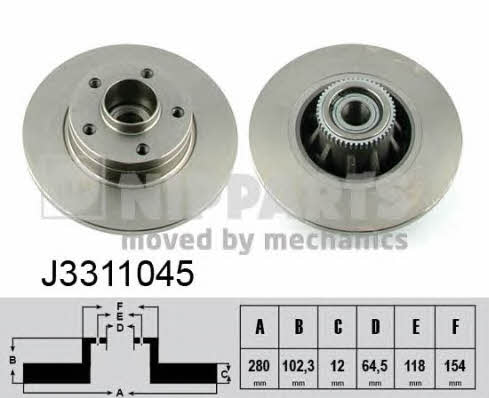 Nipparts J3311045 Rear brake disc, non-ventilated J3311045: Buy near me in Poland at 2407.PL - Good price!
