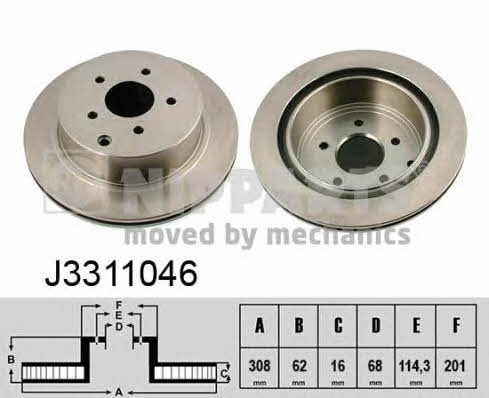 Nipparts J3311046 Rear ventilated brake disc J3311046: Buy near me in Poland at 2407.PL - Good price!