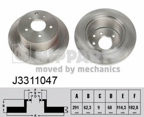 Nipparts J3311047 Rear brake disc, non-ventilated J3311047: Buy near me in Poland at 2407.PL - Good price!