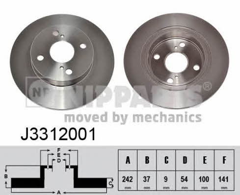Nipparts J3312001 Тормозной диск задний невентилируемый J3312001: Отличная цена - Купить в Польше на 2407.PL!