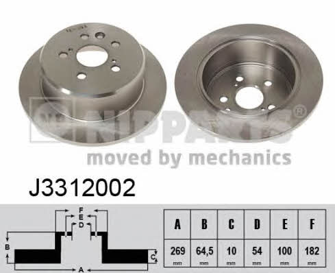 Nipparts J3312002 Тормозной диск задний невентилируемый J3312002: Отличная цена - Купить в Польше на 2407.PL!