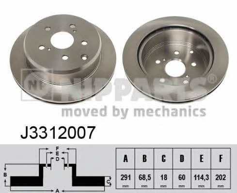 Nipparts J3312007 Rear ventilated brake disc J3312007: Buy near me in Poland at 2407.PL - Good price!