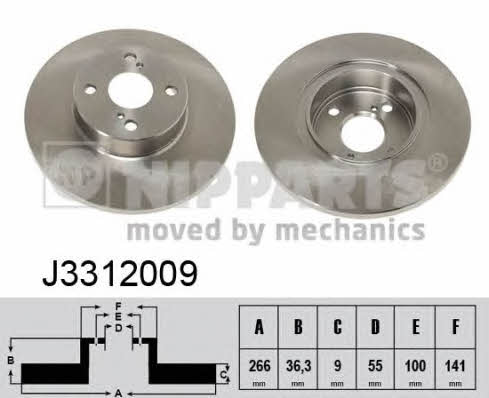 Nipparts J3312009 Тормозной диск задний невентилируемый J3312009: Отличная цена - Купить в Польше на 2407.PL!
