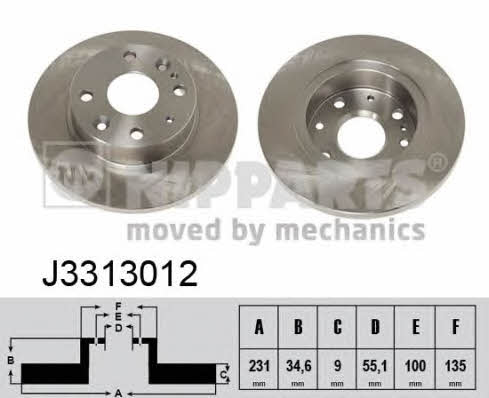 Nipparts J3313012 Tarcza hamulcowa tylna, niewentylowana J3313012: Dobra cena w Polsce na 2407.PL - Kup Teraz!