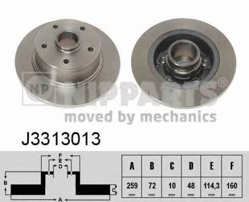 Nipparts J3313013 Tarcza hamulcowa tylna, niewentylowana J3313013: Dobra cena w Polsce na 2407.PL - Kup Teraz!