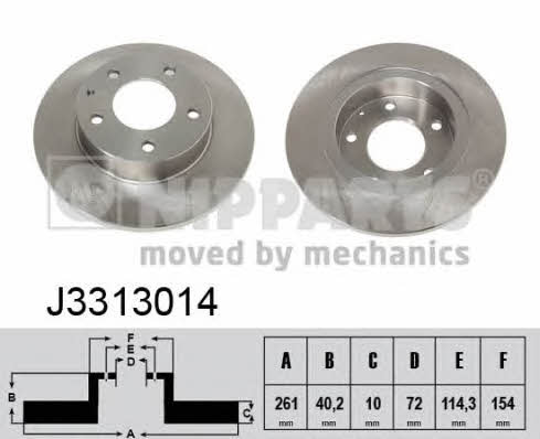Nipparts J3313014 Rear brake disc, non-ventilated J3313014: Buy near me in Poland at 2407.PL - Good price!