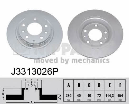 Nipparts J3313026P Rear brake disc, non-ventilated J3313026P: Buy near me at 2407.PL in Poland at an Affordable price!