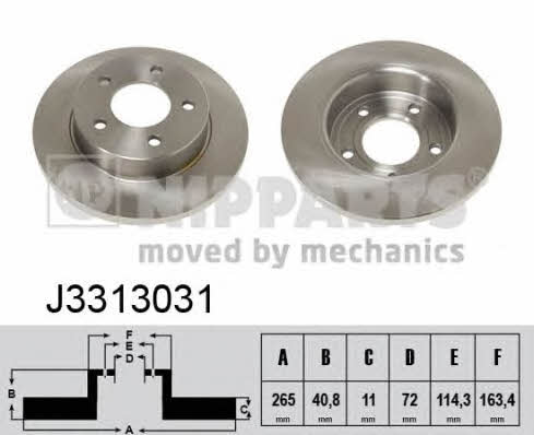 Nipparts J3313031 Tarcza hamulcowa tylna, niewentylowana J3313031: Dobra cena w Polsce na 2407.PL - Kup Teraz!