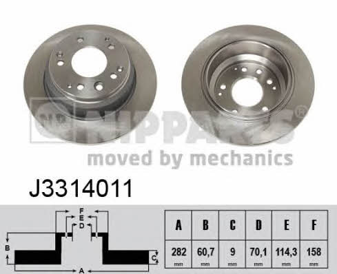 Nipparts J3314011 Tarcza hamulcowa tylna, niewentylowana J3314011: Dobra cena w Polsce na 2407.PL - Kup Teraz!