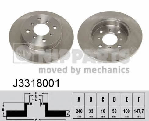 Nipparts J3318001 Brake disc J3318001: Buy near me in Poland at 2407.PL - Good price!