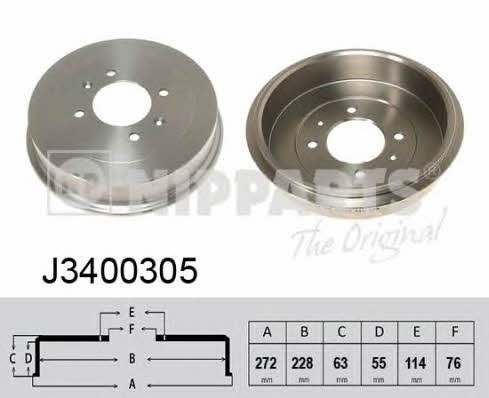 Nipparts J3400305 Rear brake drum J3400305: Buy near me in Poland at 2407.PL - Good price!