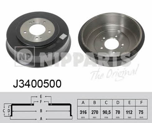 Nipparts J3400500 Brake drum J3400500: Buy near me at 2407.PL in Poland at an Affordable price!