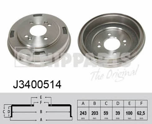 Nipparts J3400514 Rear brake drum J3400514: Buy near me in Poland at 2407.PL - Good price!