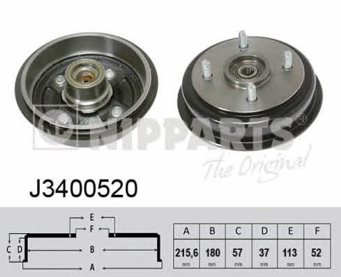 Nipparts J3400520 Rear brake drum J3400520: Buy near me in Poland at 2407.PL - Good price!