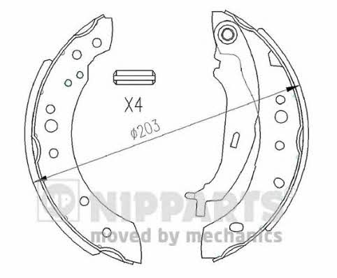 Nipparts N3505043 Szczęki hamulcowe, zestaw N3505043: Dobra cena w Polsce na 2407.PL - Kup Teraz!