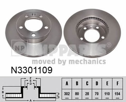 Nipparts N3301109 Front brake disc ventilated N3301109: Buy near me in Poland at 2407.PL - Good price!