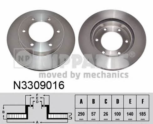 Nipparts N3309016 Front brake disc ventilated N3309016: Buy near me in Poland at 2407.PL - Good price!