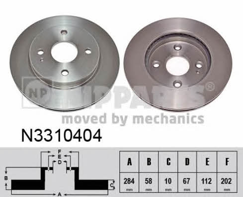 Nipparts N3310404 Rear brake disc, non-ventilated N3310404: Buy near me in Poland at 2407.PL - Good price!